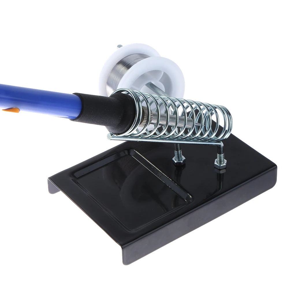 

1SET Soldering Iron Metal Stand Holder Safety Protect Base Support Station Useful Pencil Solder Tip Station Black 130*90*18 mm