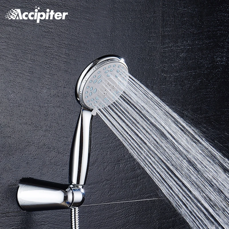 

Water Saving Shower head Four Fuction Pressure Boost Silica Gel chrome Holes hand shower Rainfall Round Handheld Shower