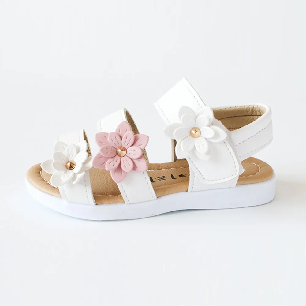 Летние детские сандалии; модная обувь на плоской подошве с большим цветком для девочек