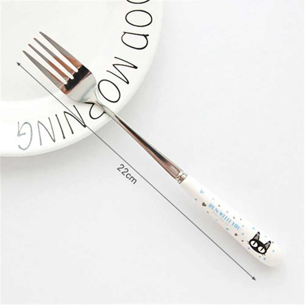 Stainless Steel Spoon Fork Cartoon Animal Printing Fruit Fork Party Cake Salad Vegetable Forks Children Dinnerware Cutlery