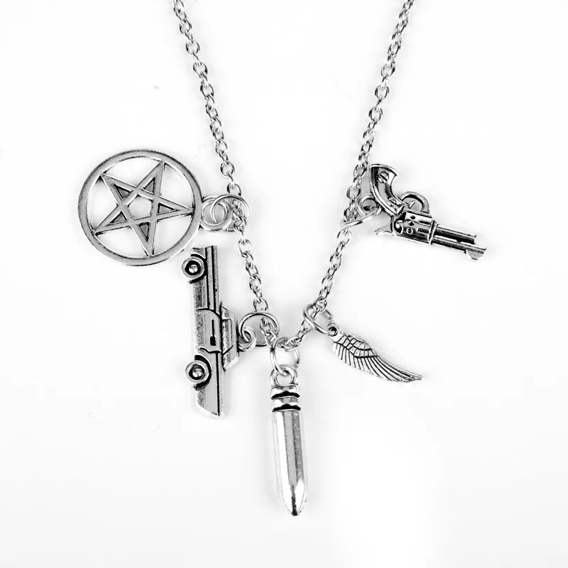 

Supernatural Necklace Jewelry of TV Pendants for Women Men Steampunk Accessories Car/wing/Gun Necklaces