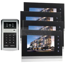 DIYSECUR 7 inch Touch Button Video Door Phone Intercom Doorbell IR Night Vision HD 300000 Pixels Camera 1V4