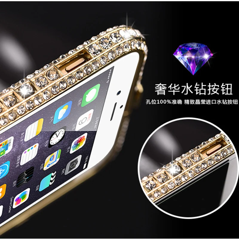 

Shiny Rhinestone Bumper For iPhone 7 Plus Case Glitter Aluminum Case for iPhone 8 plus Metal Diamond Bling 7 plus Alabasta