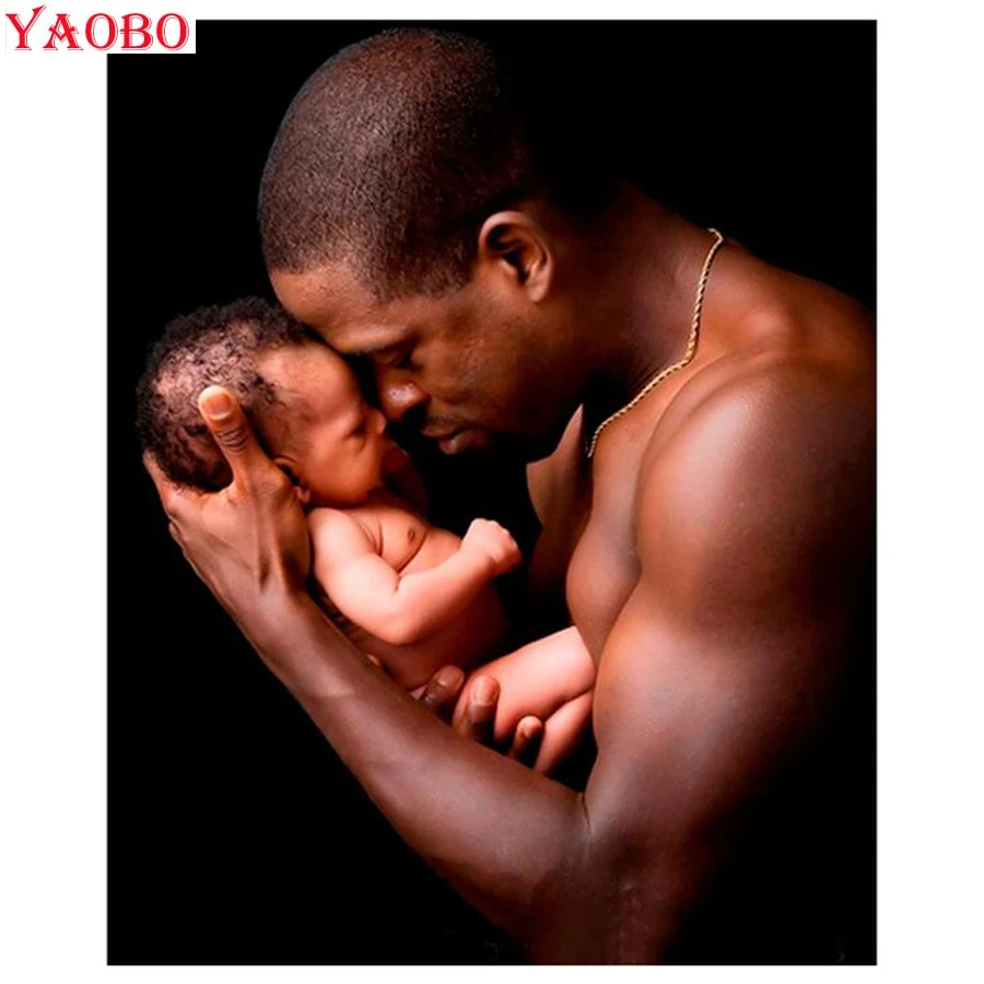 

Full Square/Round Drill 5D DIYdiamond painting "Baby Fatherly Love" Cross-Stitch Diamond Embroidery sale Home Decor African art