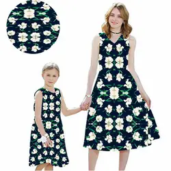 2019 г. новое летнее платье для мамы и дочки свободное Удобное повседневное белое платье по колено с цветочным принтом Одинаковая одежда для