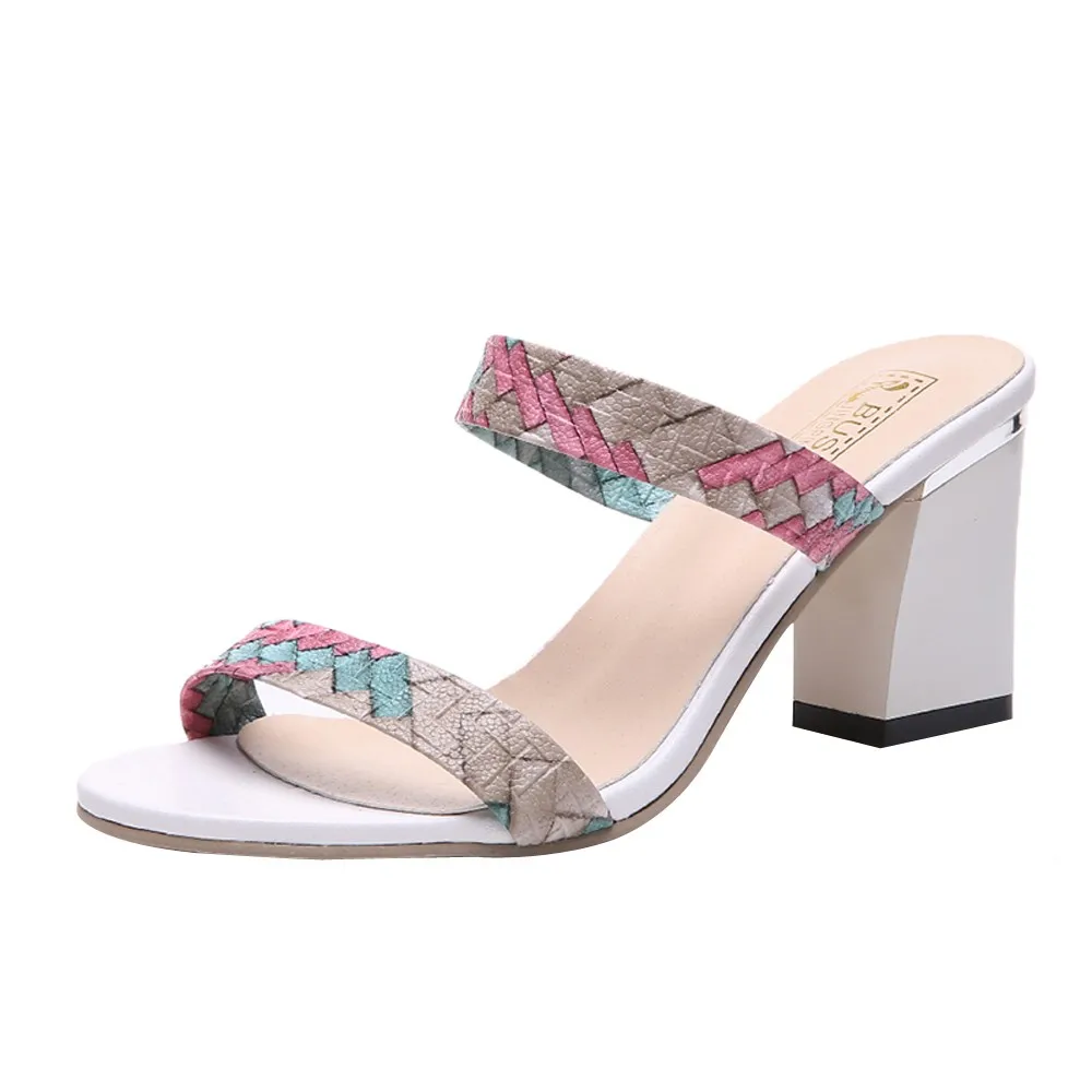 

New Arrival Heel Slippers Womens Summer Outdoor Beach Slippers Ladies Clogs Open Toe Sandals Mid Heel Mules