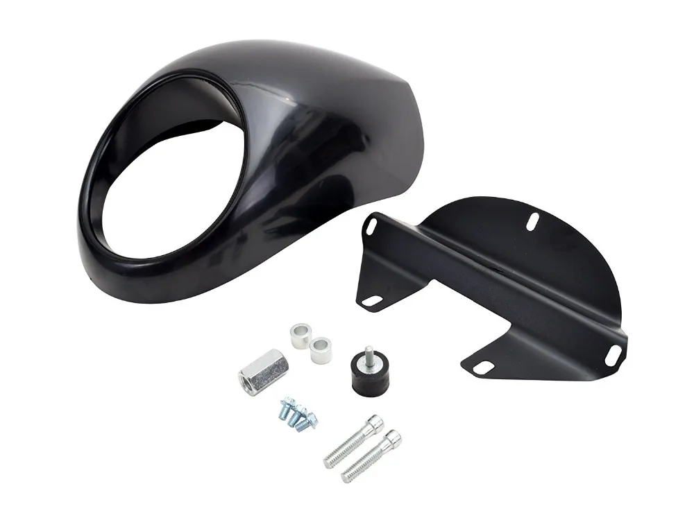 Black Headlight Fairing For Harley Davidson Front Fork Mount Dyna Sportster XLCH (1)
