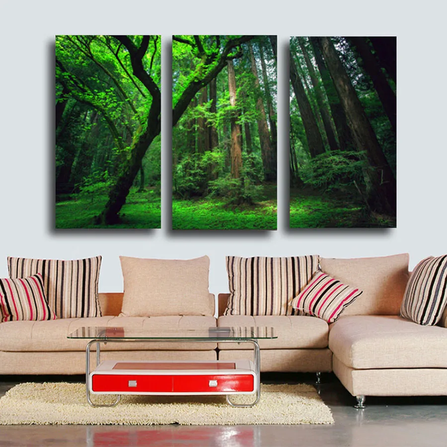 Drop Shipping HD Printed Forest green tree Painting on canvas room