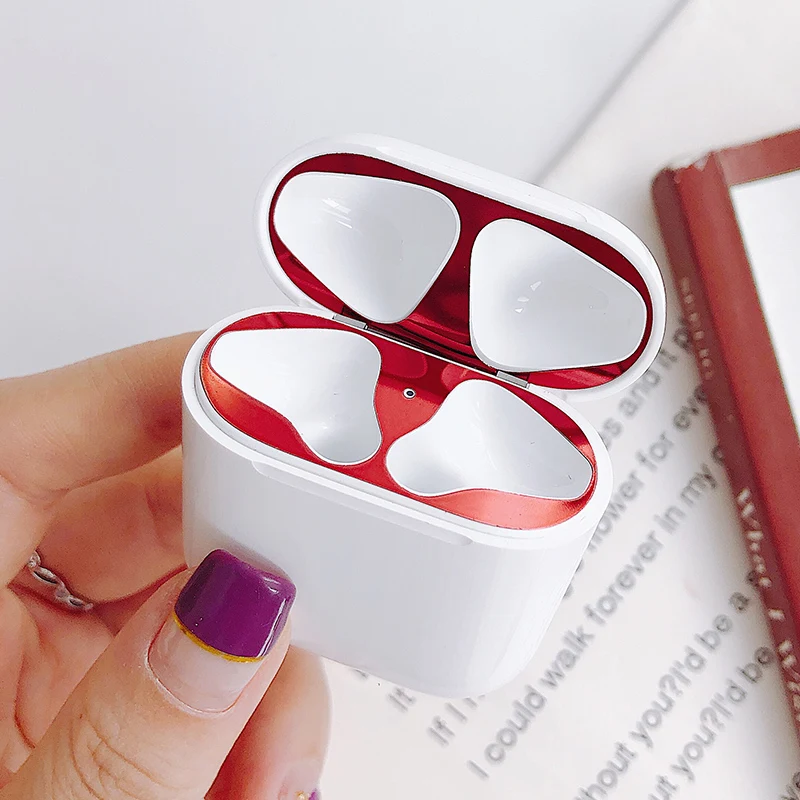 Металлическое покрытие защита от пыли наклейка для Apple Airpods патч AirPods чехол