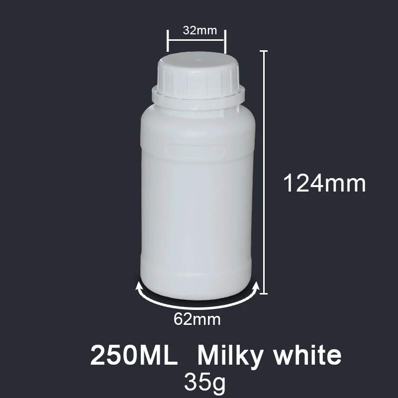 Пищевые пластиковые бутылки, банки для хранения жидких химических образцов, многоразовые бутылки для жидкого образца/эссенции/концентрата цвета - Цвет: 250ml-Milky white