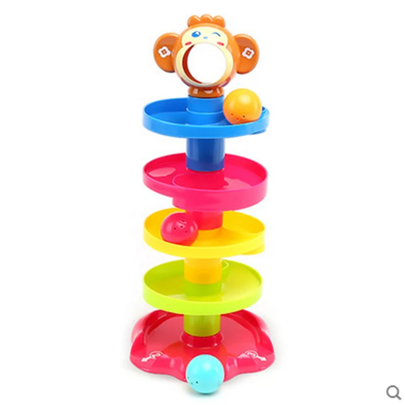 Рулон Поворотная рампа вихревая шаровая башня с 3 шариками детское развитие образования укладки обучающая игрушка
