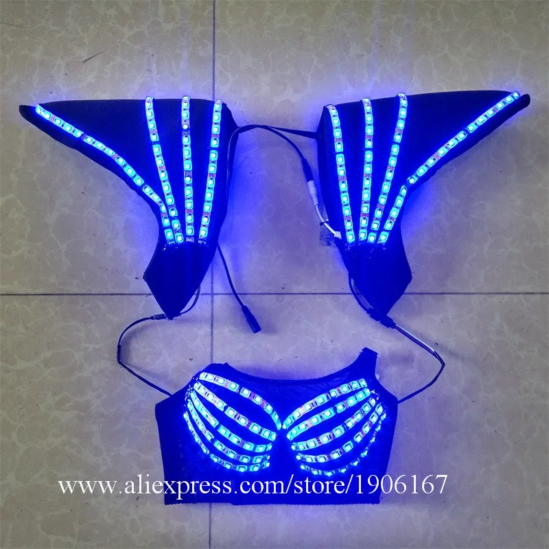 Hot Sale 5 Sets LED Luminous Sexy Lady Bra Set Suit Clothing Women Underwear Costume Growing Light Up Stage Performance Clothes05
