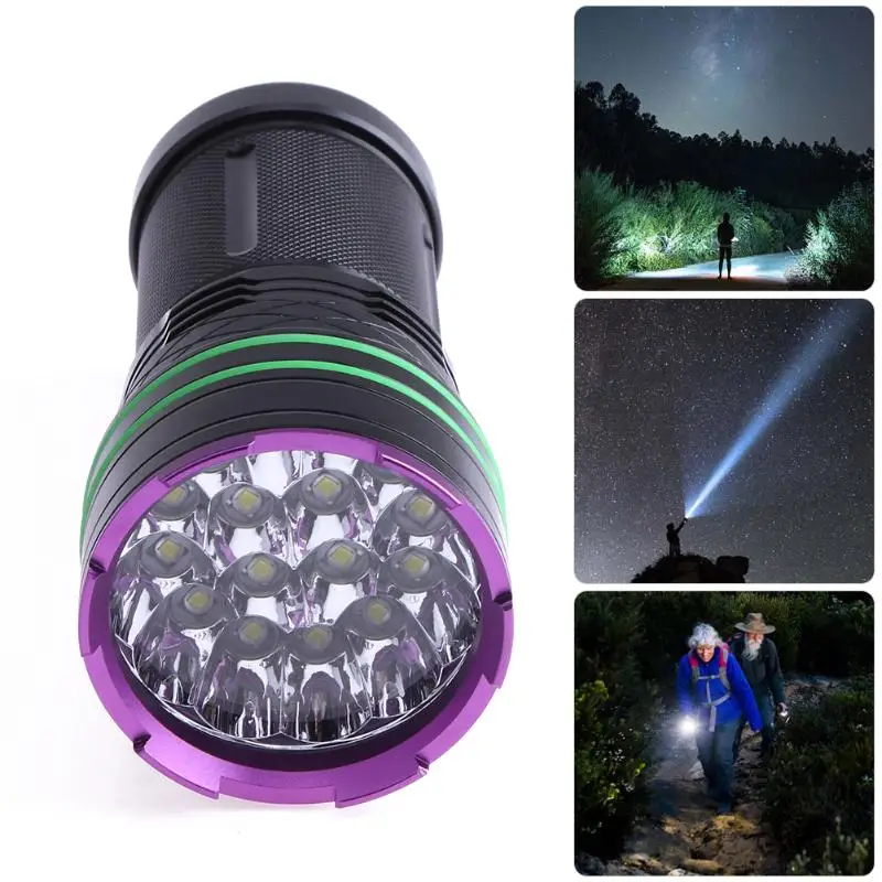 

LED Flashlight 16LED Torch Lamp Light For Camping Waterproof USB Rechargeable Flashlight Use 4X 18650 Battery