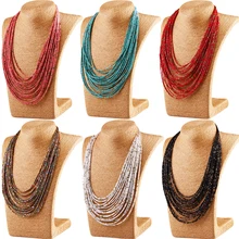 1 шт., длинное ожерелье в богемном стиле ручной работы с бусинами, цепочка с цепочкой, винтажное этническое ожерелье, Женские аксессуары, ювелирные изделия для лучшего подарка