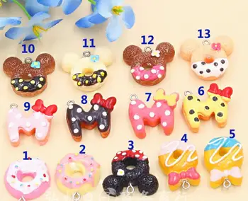 

mouse Minnie food donut charms kawaii Flat back resin Cartoon keyring charms resin charms necklace pendant for DIY decoration