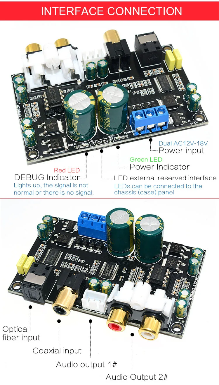 CS8416 CS4398 цифровой интерфейс ЦАП Декодер плата 24bit 192K SPDIF коаксиальный Оптический волокно AUX для усилителя ТВ