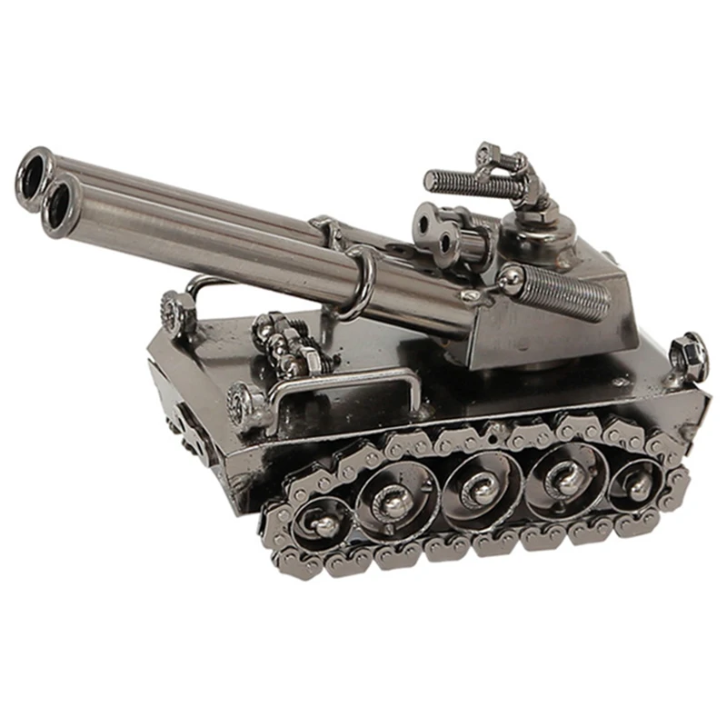 

European Retro Zinc Alloy Tank Model Ornaments Children Toy Vintage Tank Home Office Desktop Crafts Gifts