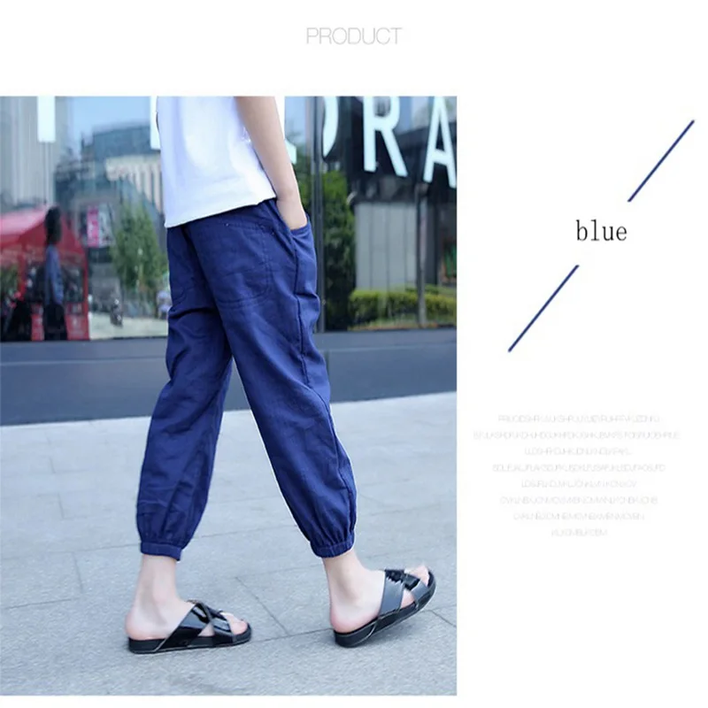 Baby Boys and childrens jeHaroun pants clothes In the summer Loose thin section Boys kids fashion Pure color 7 minutes of pants Clothing (7)