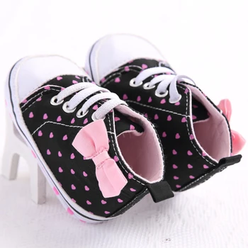 

2017 Kids Shoes For Girl Children Canvas Shoes Soft Polka Dot Print Baby Footwear Lace-up