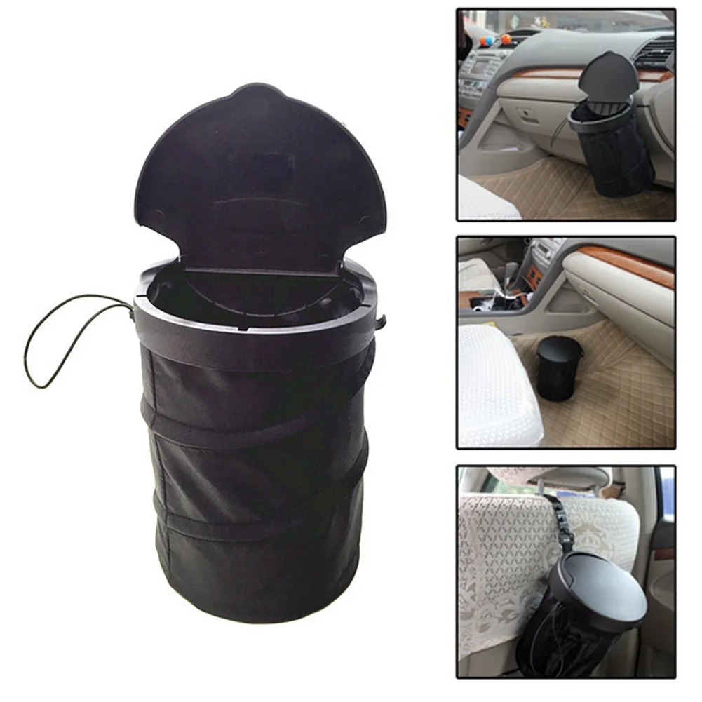

Portable Traveling Car Trash Can Leakproof Foldable Pop-up Trash Bin With Cover DXY88