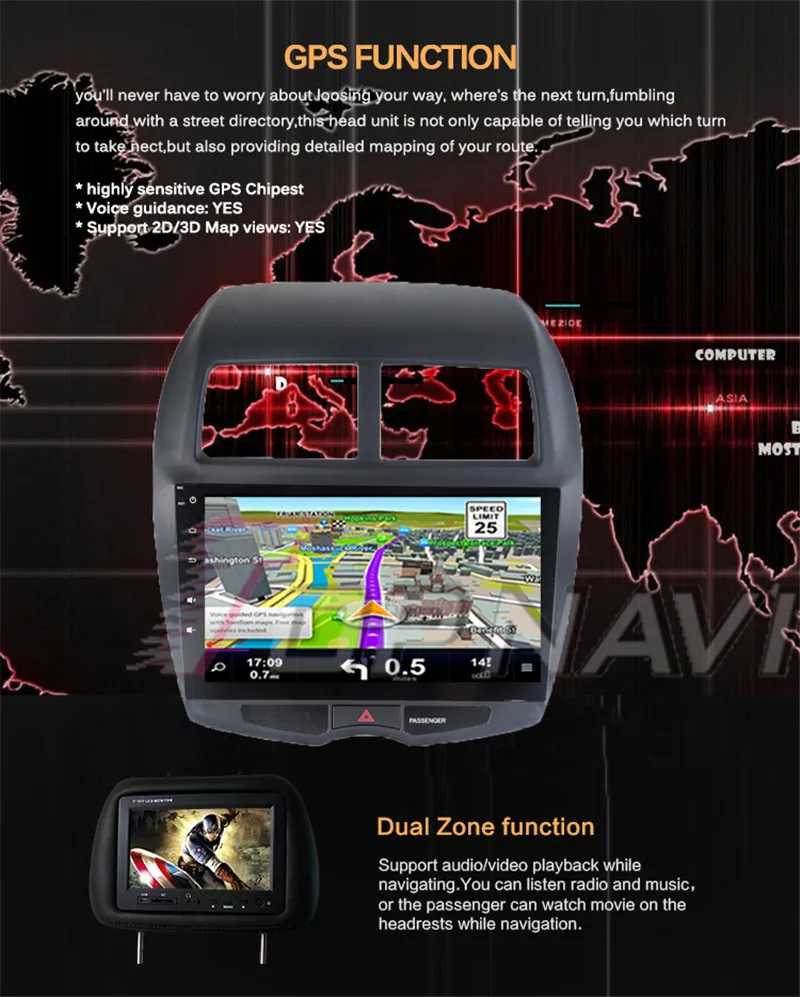 dvd player auto For Mitsubishi ASX 2013