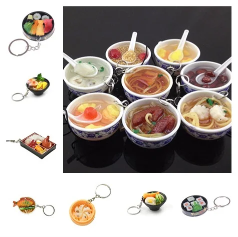 Simulation Food Key Chain Food Bowl Mini Bag Pendant Simulation Food Key Ring Bag Accessories New 1pc Random Style Hot Sale
