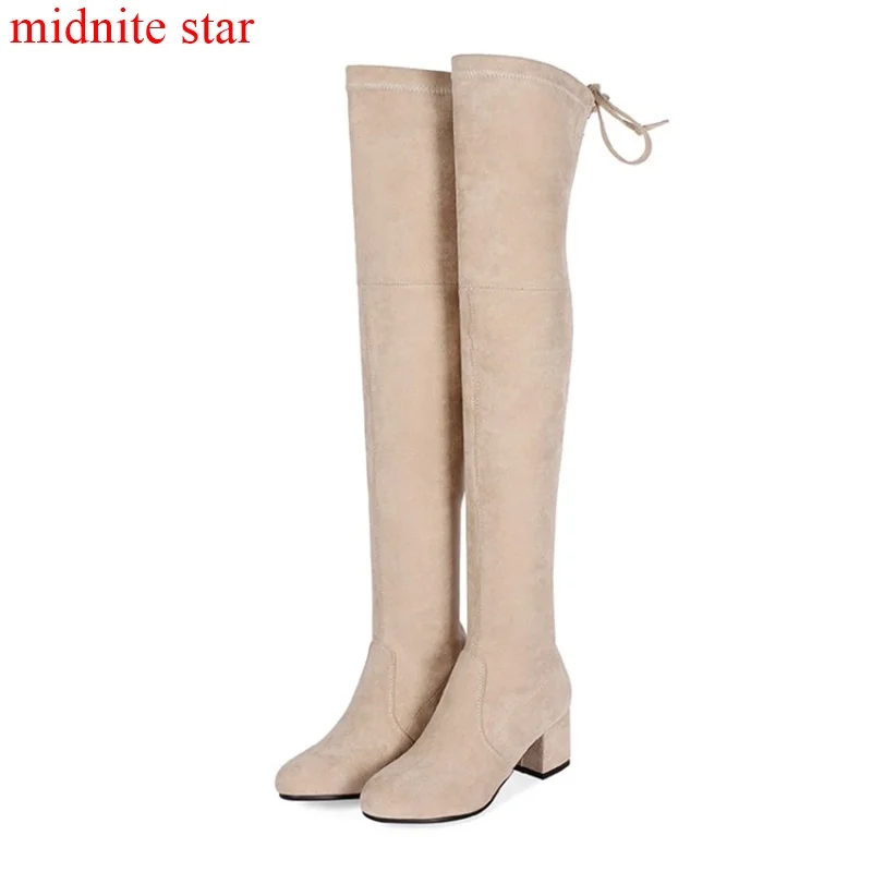 

midnite star Winter Fashion Leisure Zip Comfortable Warm High Heel Plush Easy Lady Ladies Winter Boots Flock White Black Over kn