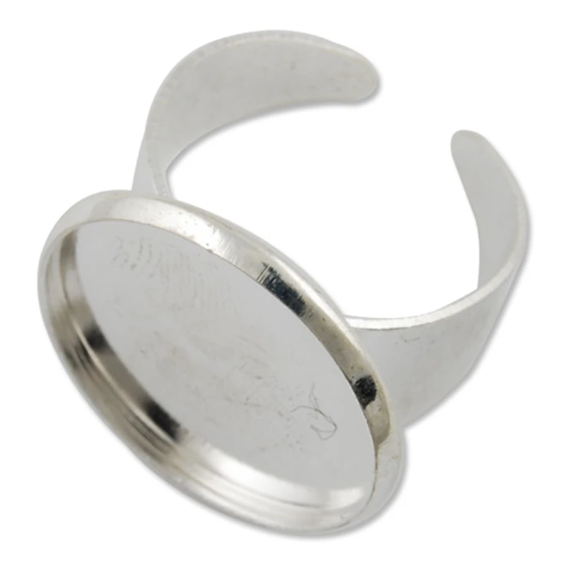 20 pcs/lot Wholesale New Adjustable Ring Base Findings 20 mm Silver Plated Ring Blanks For