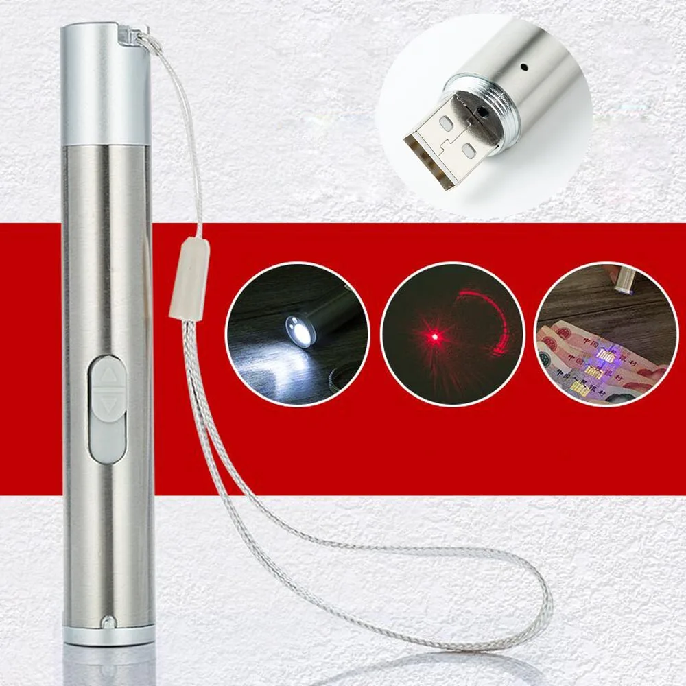 Многофункциональный перезаряжаемый светодиодный ультрафиолетовые фонари мини портативный водонепроницаемый детектор денег лазерный указатель светильник наружный USB флэш-светильник