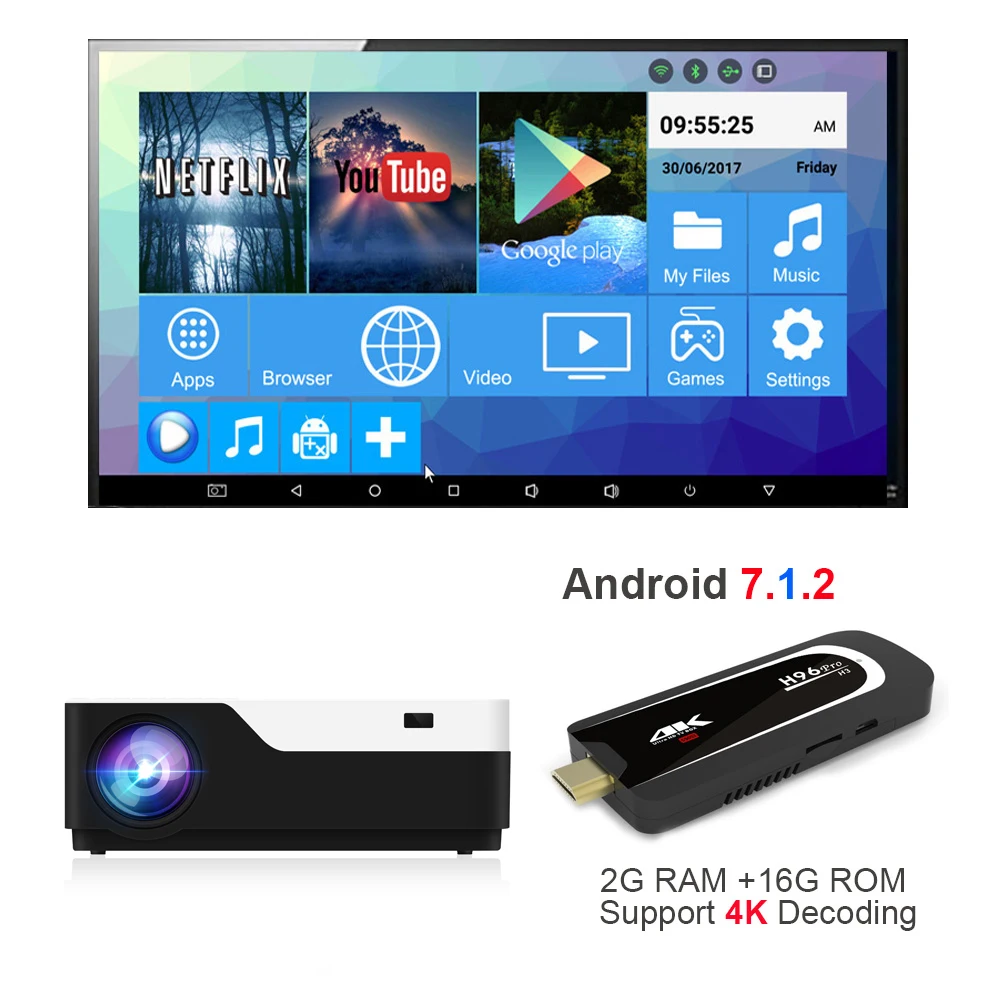 Vivicine M18 1080p LED Projector, Optional Android 7.1 HDMI USB PC Full HD Home Multimedia Video Game Projector Proyector Beamer