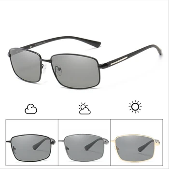 

GYsnal High Quality Polarized Sunglasses Men Metal Retor Rectangle Sun glasses For Man Men's Vintage Photochromic Glasses driver