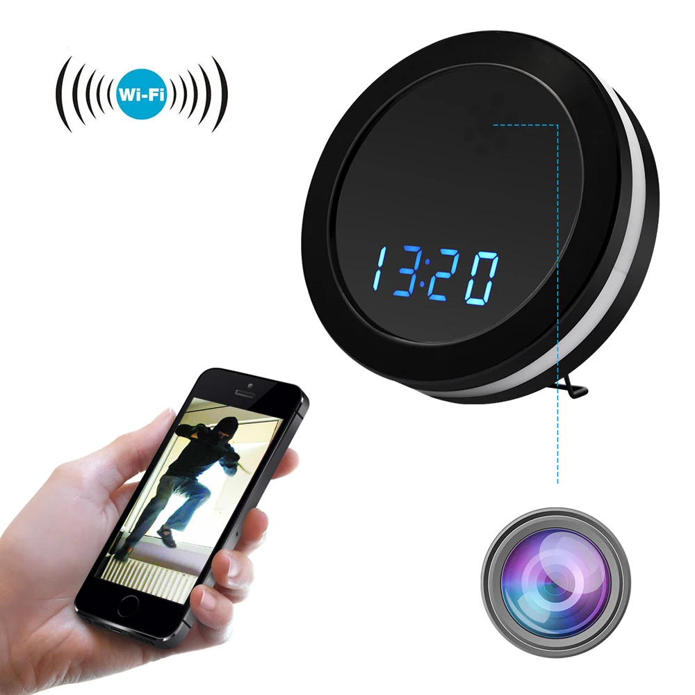 

Table Clock Mini Camera Night Vision Electronic Clock Wireless WIFI Camera IP P2P CCTV TV Baby Monitor Home Security Monitoring