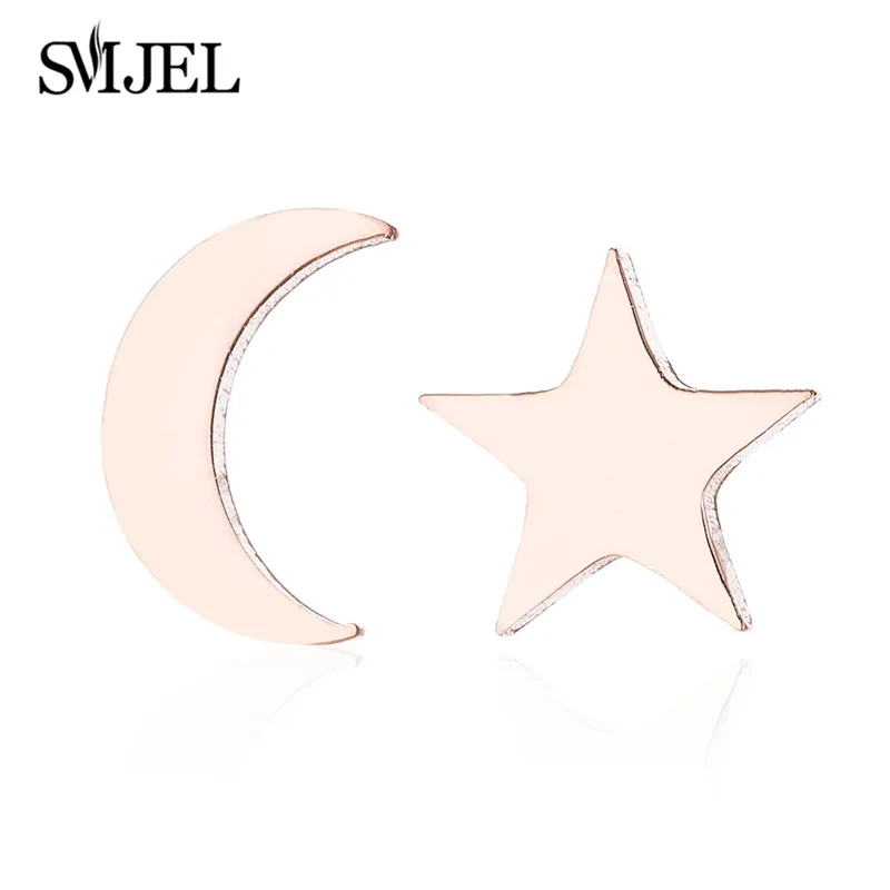 SMJEL Tiny Moon Star серьги-гвоздики из нержавеющей стали повседневные подростковые ювелирные изделия серьги день матери Небесный подарок на день рождения