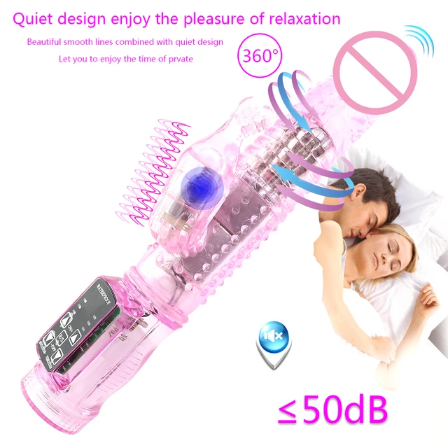 Rabbit Vibrator,Realistic Dildo Penis Vibrator Clitoris Stimulat Massager Transparent Rotating Beads Female Sex Toys For Women 6