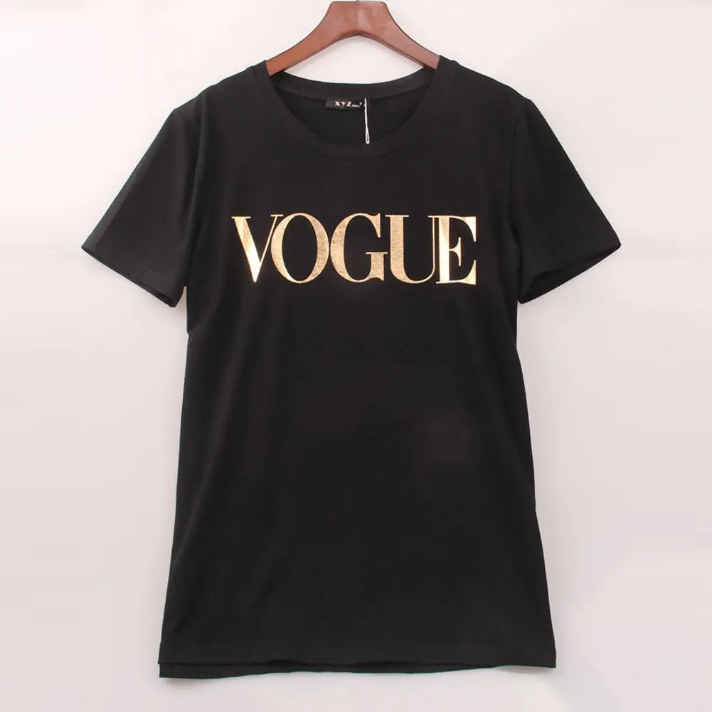 Модные топы с короткими рукавами для девочек одежда женщин Vogue футболка