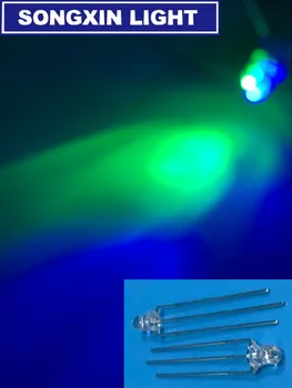 

50Pcs 3mm LED Bi-Color BLUE and GREEN Common Anode Round Transparent 20mA LED Light Emitting Diode bicolor BLUE/GREEN 3V