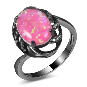 

Hot Sale Exquisite Pink Fire Opal 14KT Black Gold Filled High Quantity Engagement Wedding Ring Size 5 6 7 8 9 10 11 A101