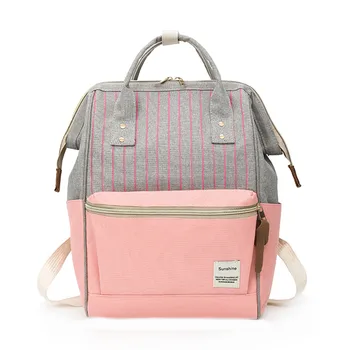 

Women Patchwork Backpack Striped Bags Large Capacity Waterproof Travel Backpacks
