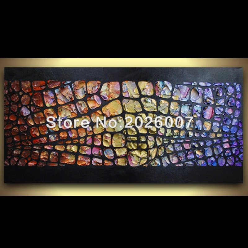 

Hand Painted Landscape Abstract Black and Multi Color Palette Knife Oil Painting On Canvas Modern Home Decoration Living Room