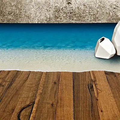 

hot selling 3D Beach Decal WALL STICKER Home Decor Exotic Beach View Art Wallpaper Mural