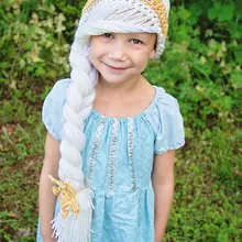 Ручная работа крючком, Эльза вязания шляпа, детская шапка для фотосессий Рождественский подарок на день рождения хлопок