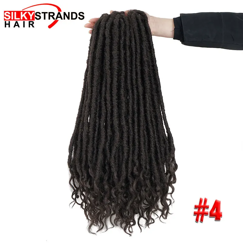 #4 Ombre Goddess Faux Locs Curly вязаные волосы для наращивания с шелковистыми прядями синтетические мягкие Дрянные Locs крючком косы - Цвет: #4