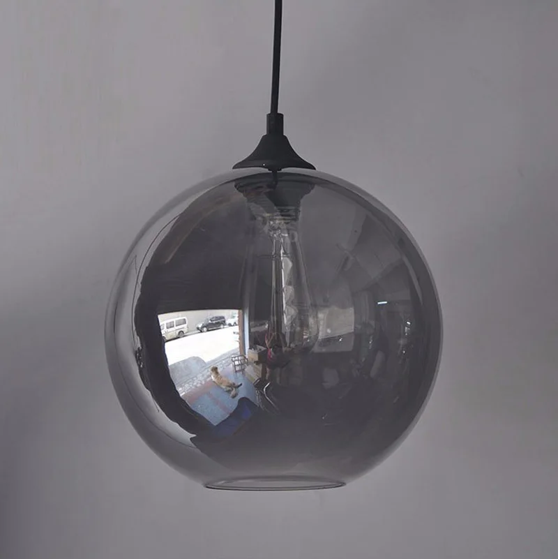 American Style Glass Ball Pendant Lamp Smoke Glass Hanging Lights Lamp Retro Design Pendant Lights For Restaurant Bar (6)