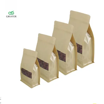 

New 100pcs Durable Kraft Paper Mylar Laminated Bags Side Gusset Zip Lock Top Pouches With Window Choose Size Heat Sealable Bags