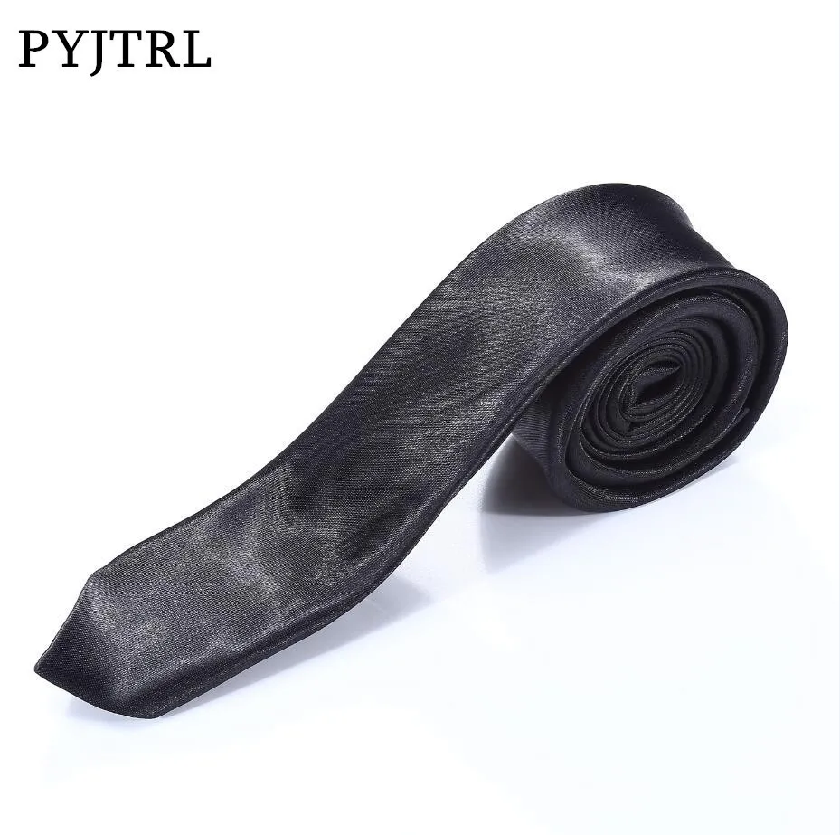 PYJTRL 5pcs/lot Wholesale Black Ties Mens Fashion 5cm Narrow Business