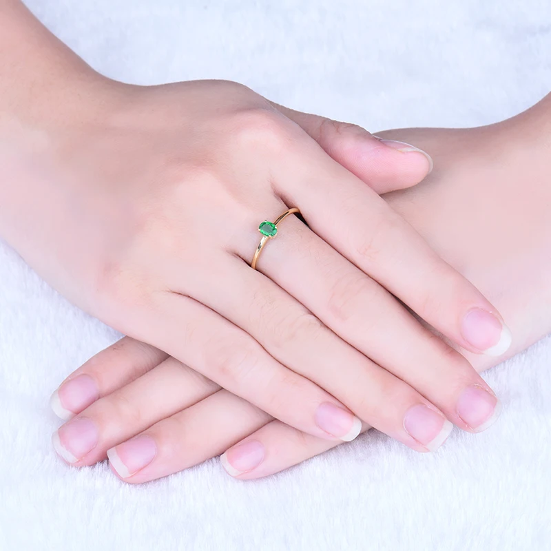 Natural Green Emerald Red Ruby Blue Sapphire Ring Good Gem 18K White Gold Wedding Jewelry Simple Design Daughter Birthday Gift