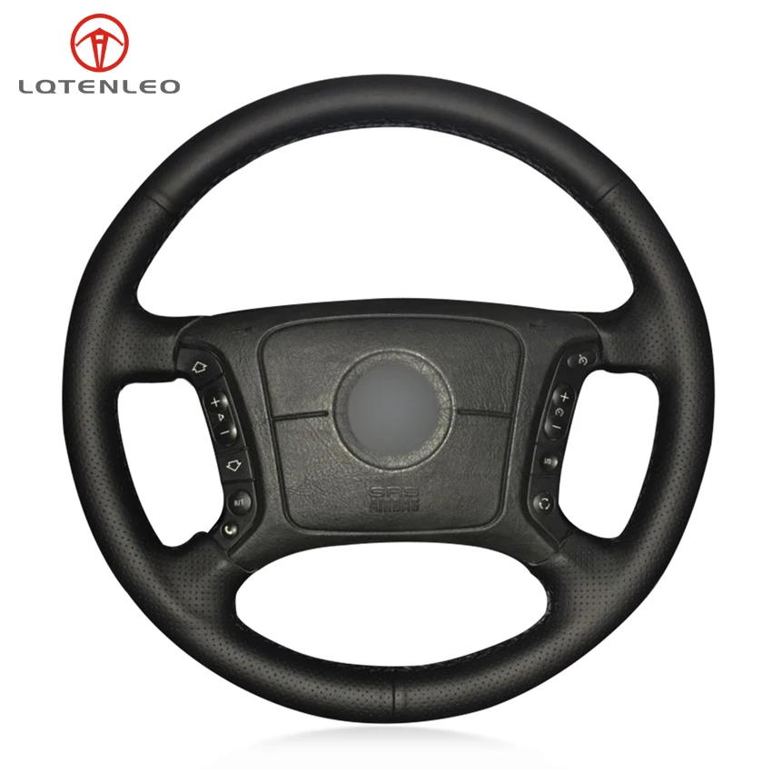 

LQTENLEO Hand Sew Car Steering Wheel Cover Black Genuine Leather For BMW E46 318i 325i E39 E53 X5