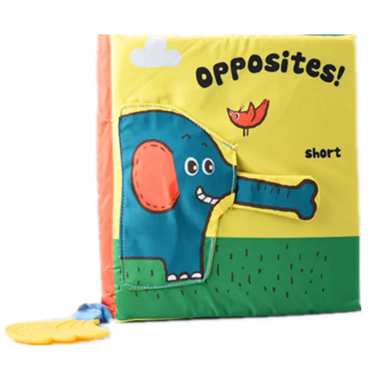 

1pc English cloth book newborn infant opposites cognitive book teether creative early education bedtime story baby toy
