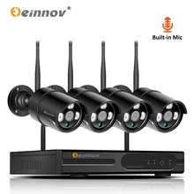 Einnov 4CH аудио Системы дома Беспроводной безопасности Камера 1080 P HD CCTV открытый видео Камеры Скрытого видеонаблюдения IP Камера Wi-Fi NVR Wi-Fi