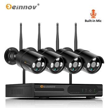 

Einnov CCTV 8CH NVR Wireless Security Camera 1080P HD Outdoor Wifi Surveillance Camera Audio Set Wi-Fi